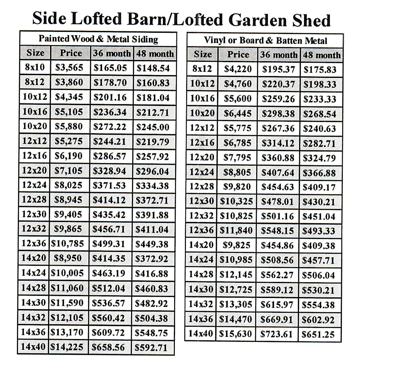 Side Lofted Barn 2026